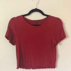 Red Lettuce Cut Crop Top